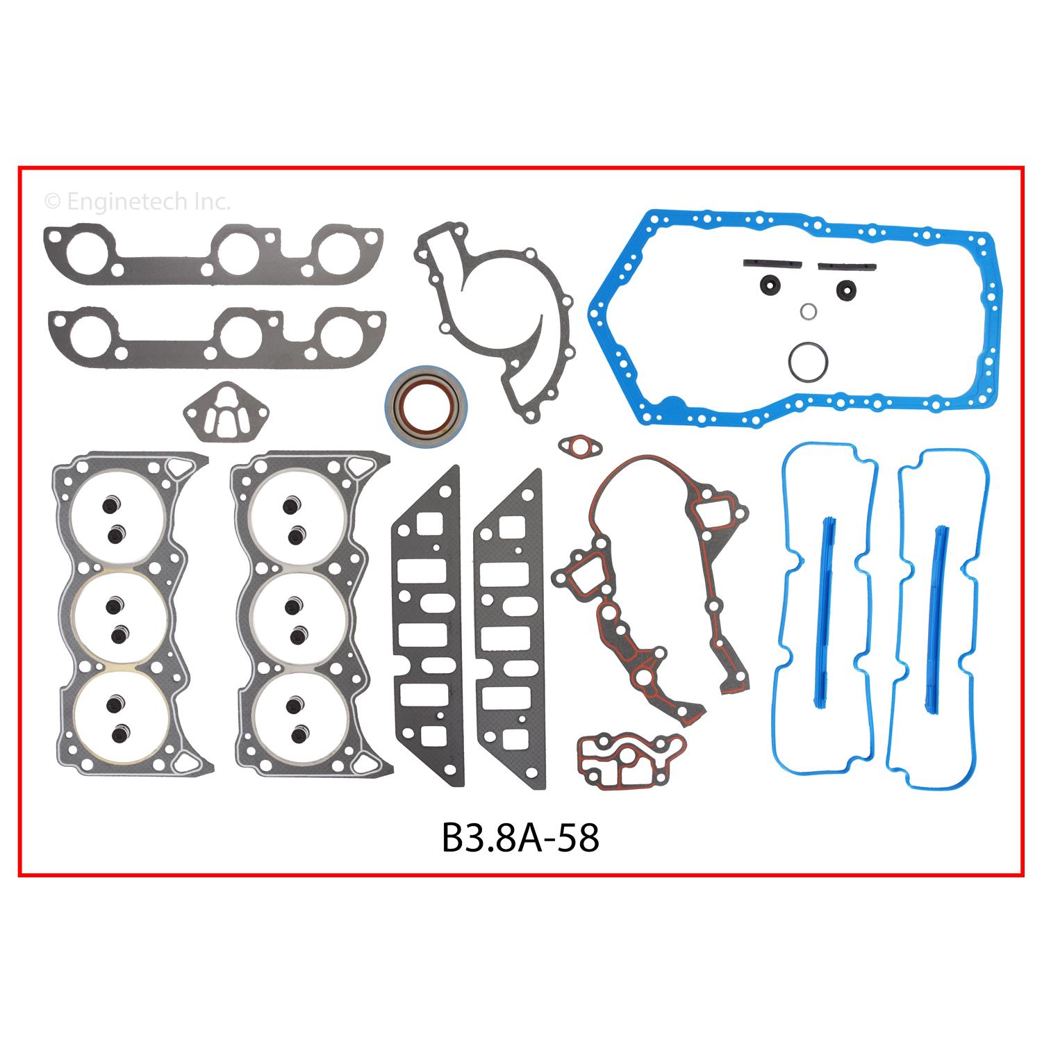 Enginetech B3.8A-58 Gasket Set - Full