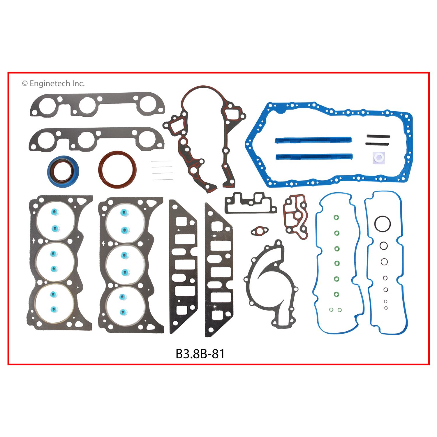 Enginetech B3.8B-81 Gasket Set - Full